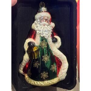 Radko Sparkle Bright Santa Claus with Lantern Blown Glass Ornament NEW